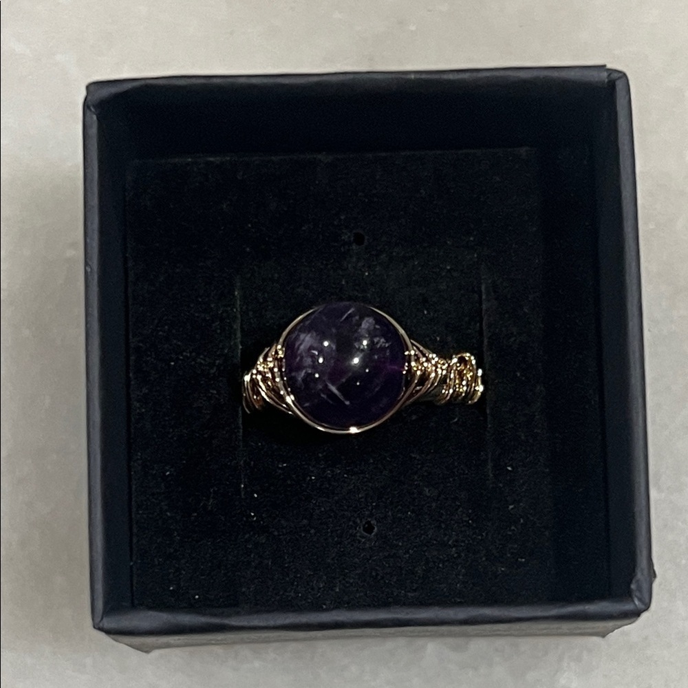 Purple Amethyst Gold Wrap Ring